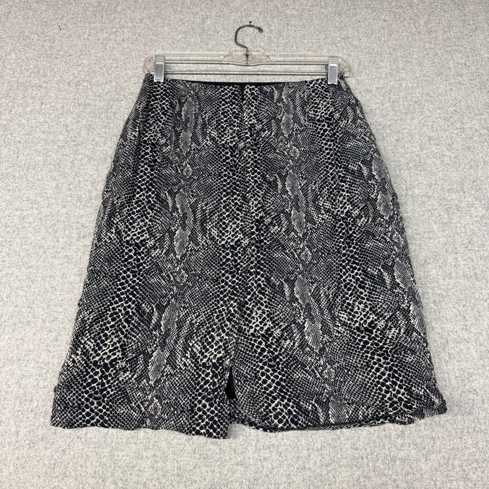 INC International Concepts Petite Silk Skirt 6P Black White Snakeskin Print - Picture 7 of 8